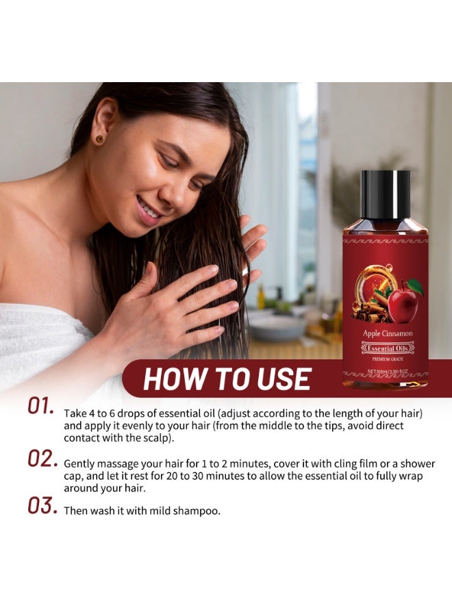 ESSENTIAL OILS Natural Plant Extract Formula | Deeply Nourishes and Repairs | Improves Dryness and Frizz | Creates Full, Smooth Hair Apple Cinnamon Hair Oil (100ml) - Image 4